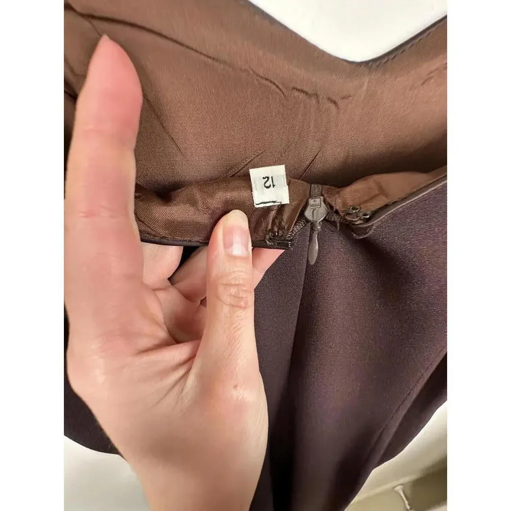 Vintage 90s Karen Laurence Brown Maxi Minimalist Gown SIZE M - Picture 6 of 6